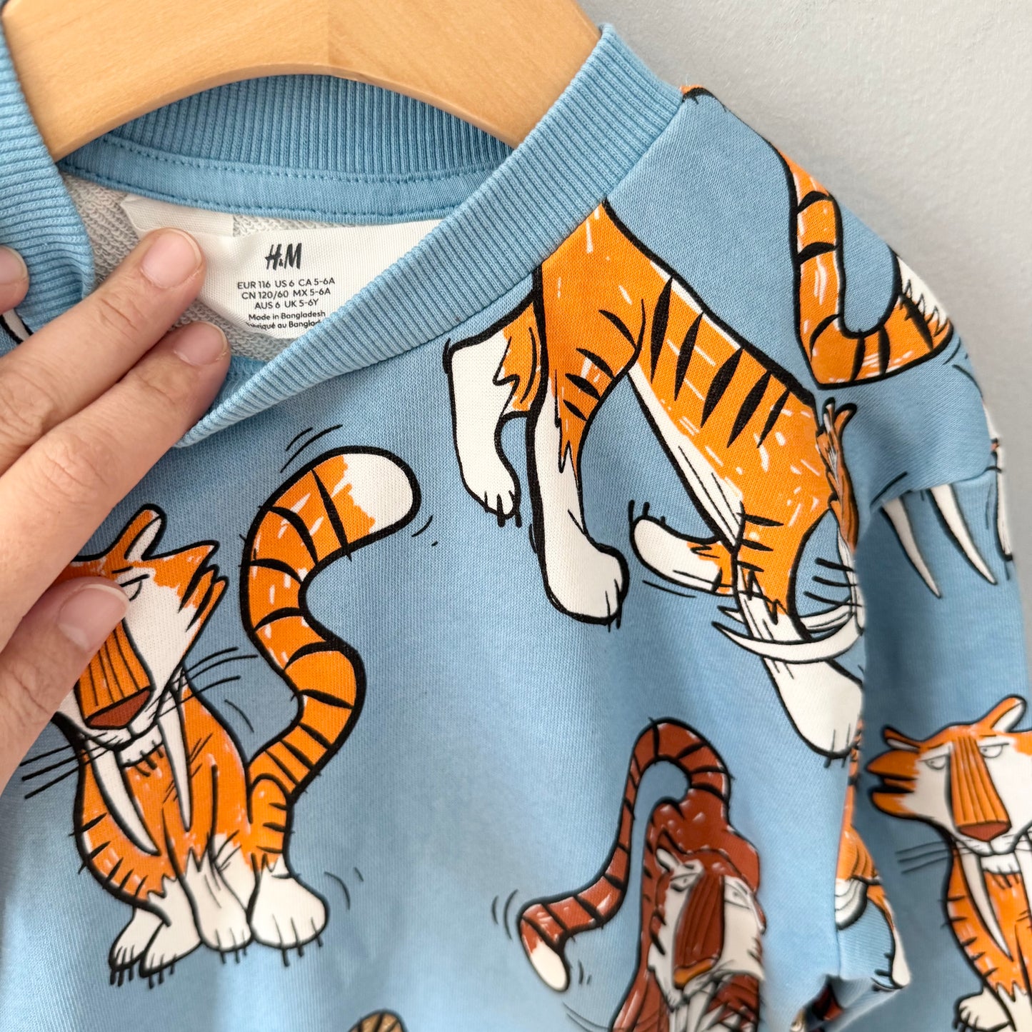 H&M / Blue x tiger sweatshirt / 5-6Y
