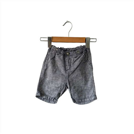 H&M / Navy cotton & linen shorts / 12-18M