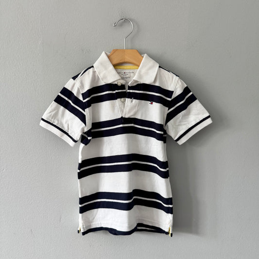 Tommy Hilfiger / White x navy stripe shirt / 4-5Y