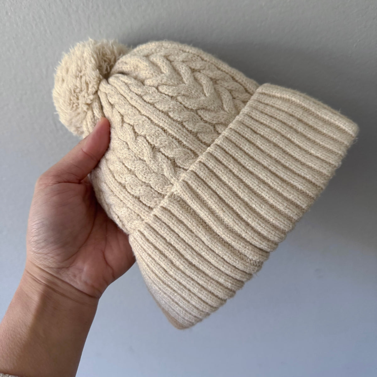 Souris mini / Ivory fleece lined beanie / 2-4Y