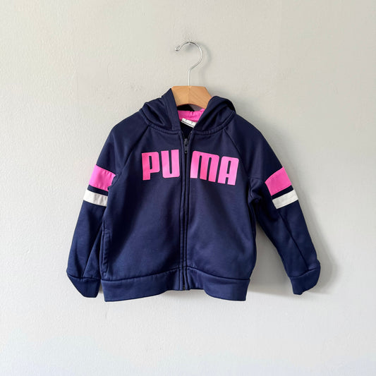 Puma /  Navy x neon pink active zip up hoodie/ 3T
