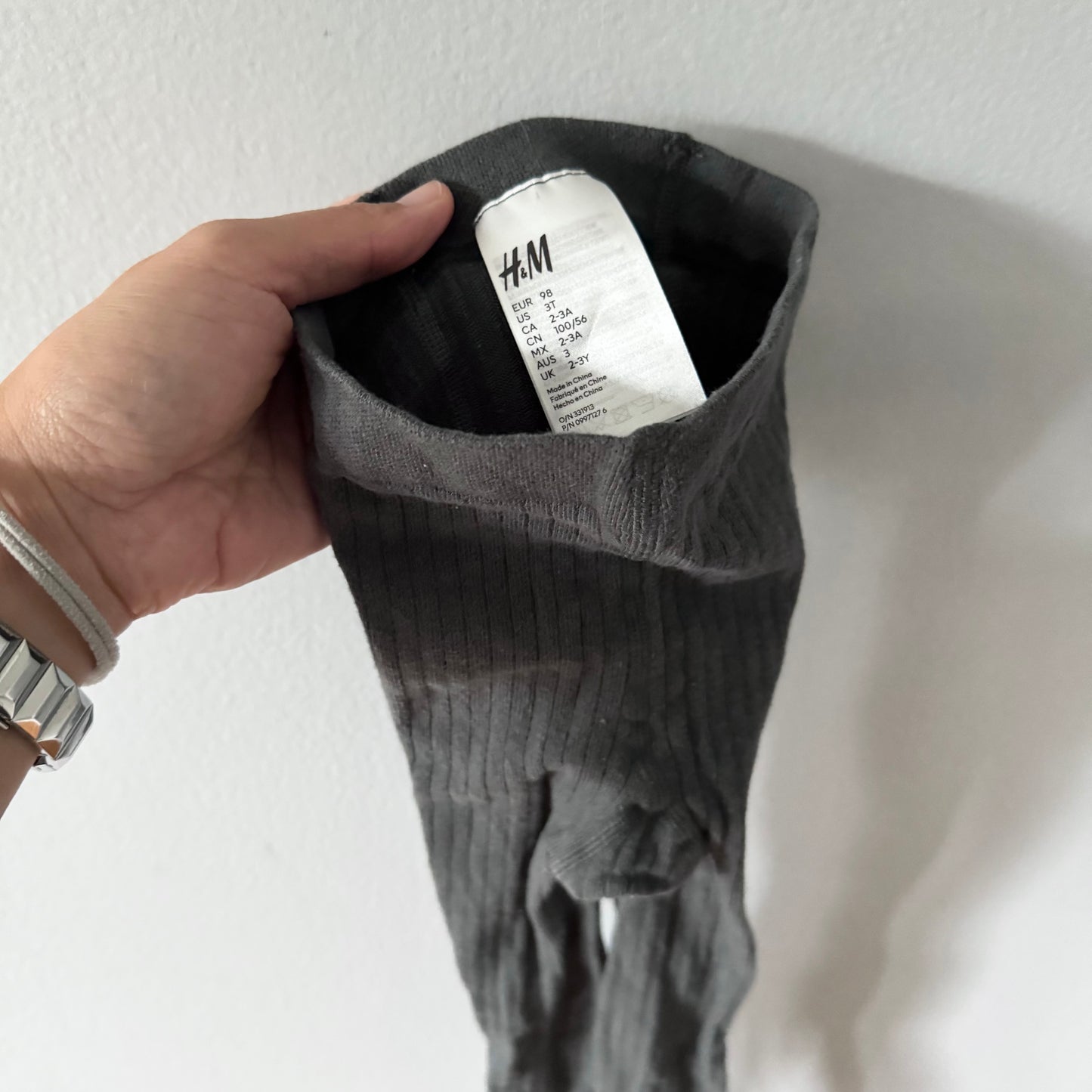 H&M & No brand / Dark grey & yellow tights / 2-3Y