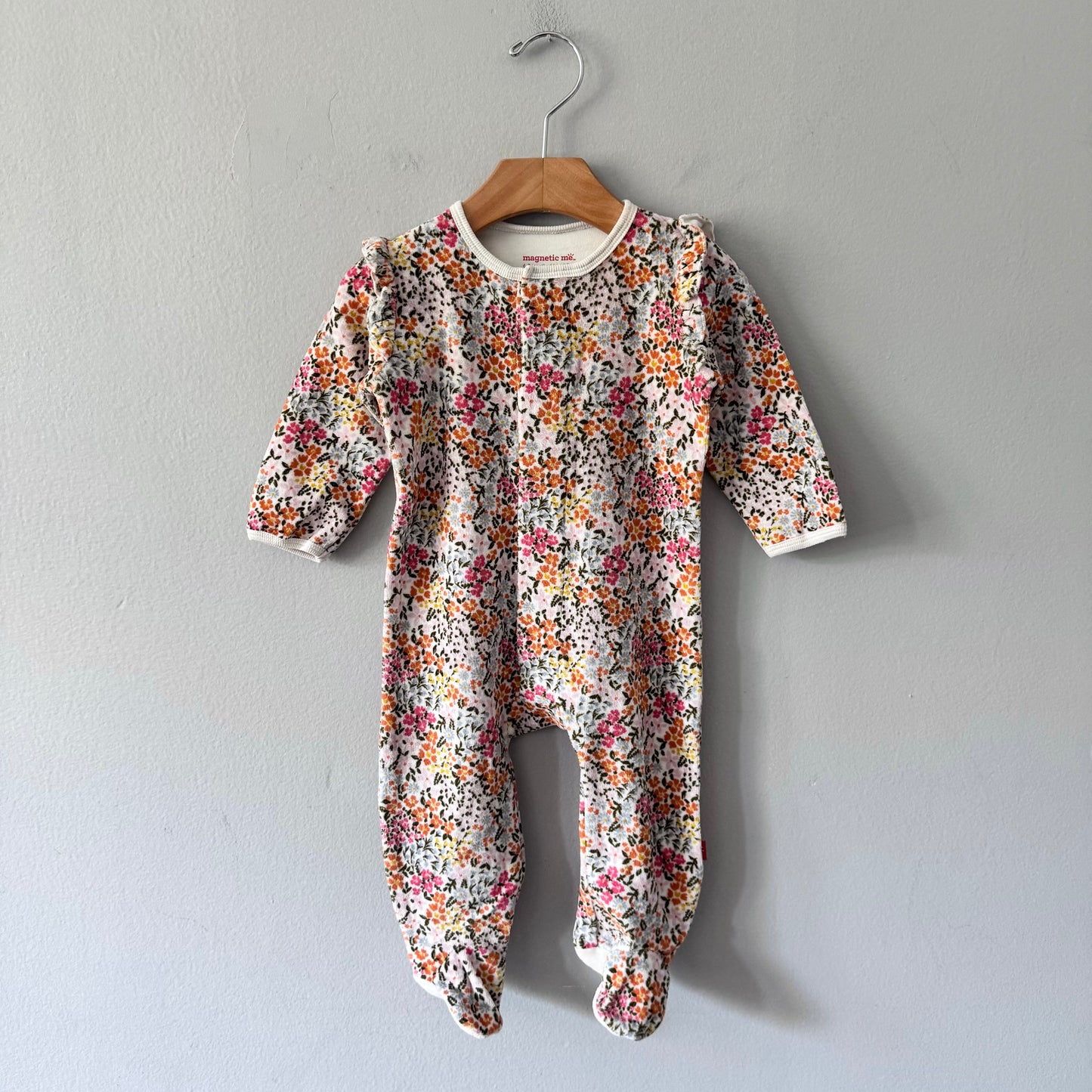 Magnetic Me / Floral velour romper / 6-9M