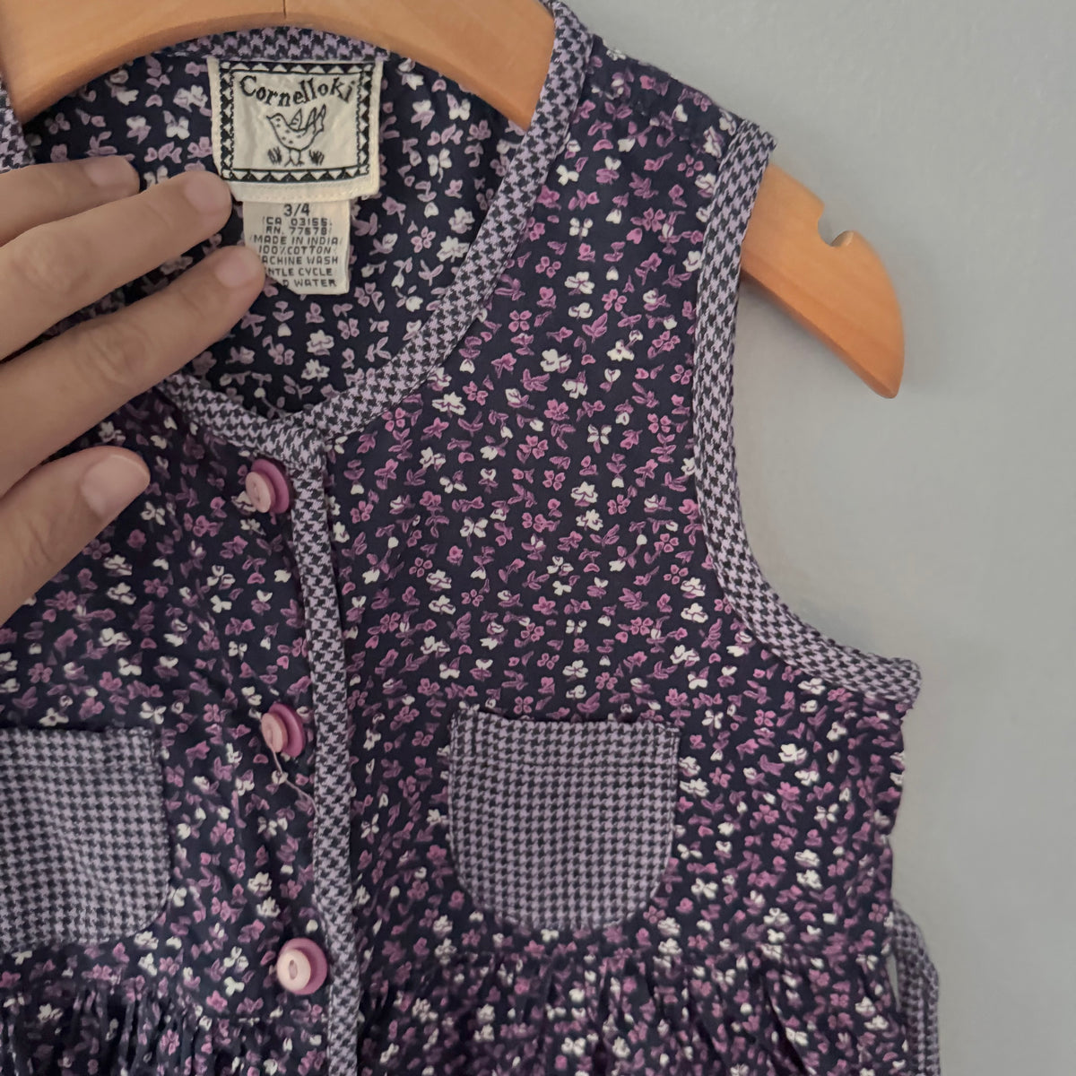 Vintage / Purple tank cotton dress / 3-4Y