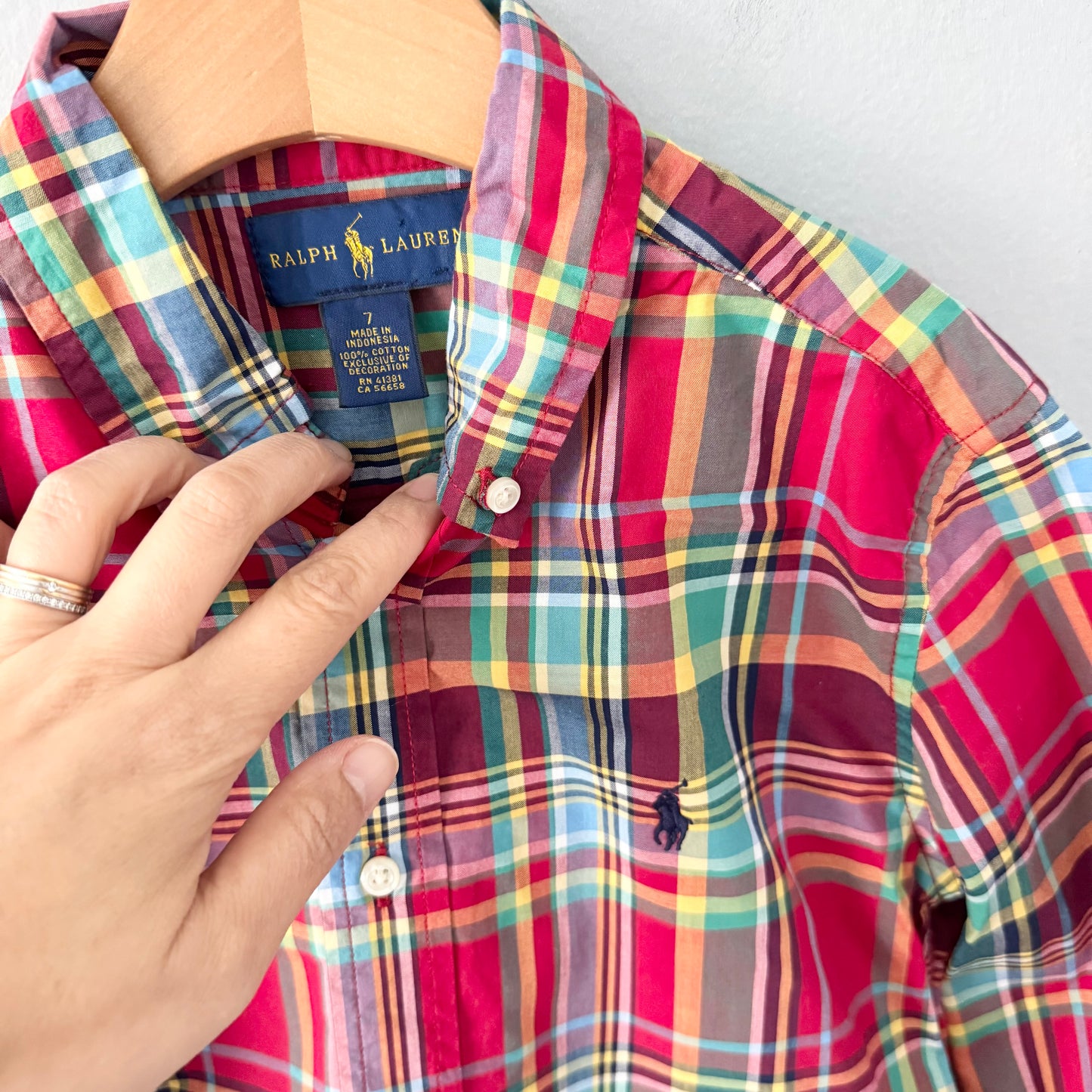 Polo Ralph Lauren / Red checked dress shirt / 7Y
