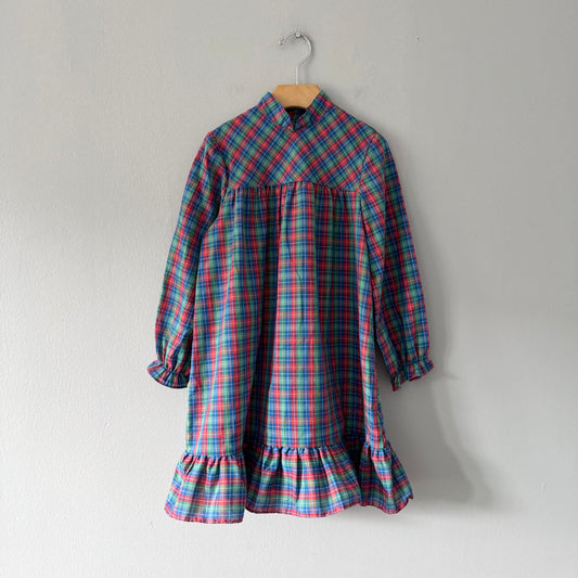 Vintage / Nadia Red blue green checked dress / 5-6Y