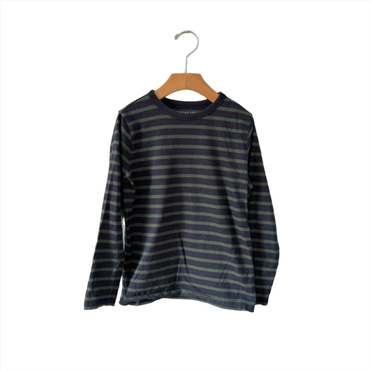 Crewcuts / Navy x green stripe long sleeve top / 6-7Y