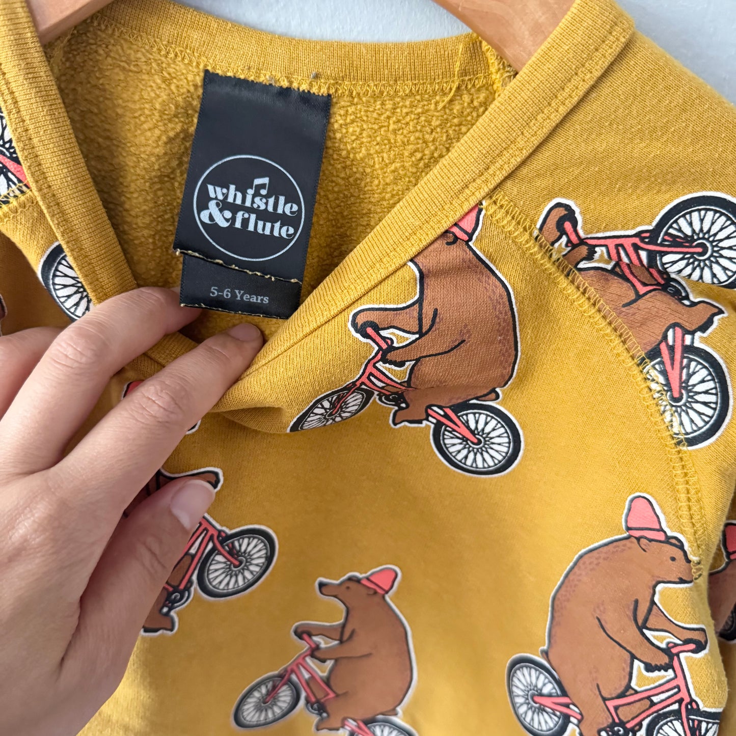 Whistle & Flute / Mustard x bear sweatshirt / 5-6Y
