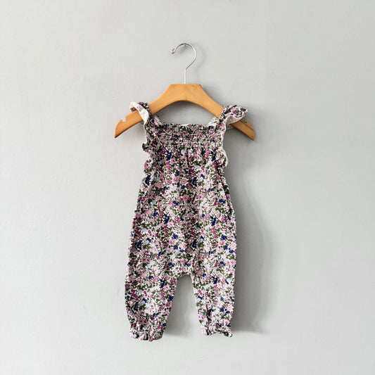 Gap	/ Pink floral tank romper / 3-6M