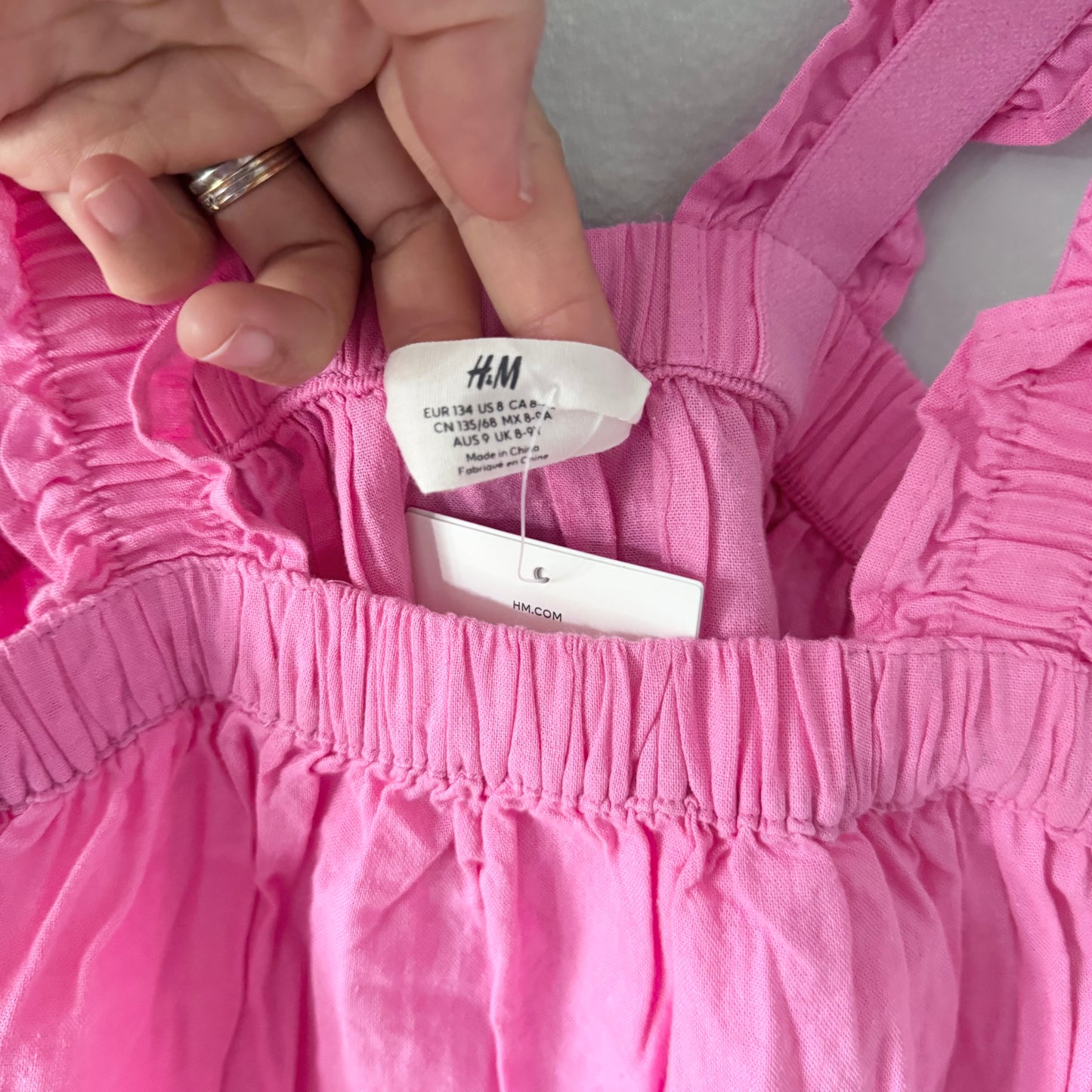 H&M / Pink cami linen dress / 8-9Y - New with tag