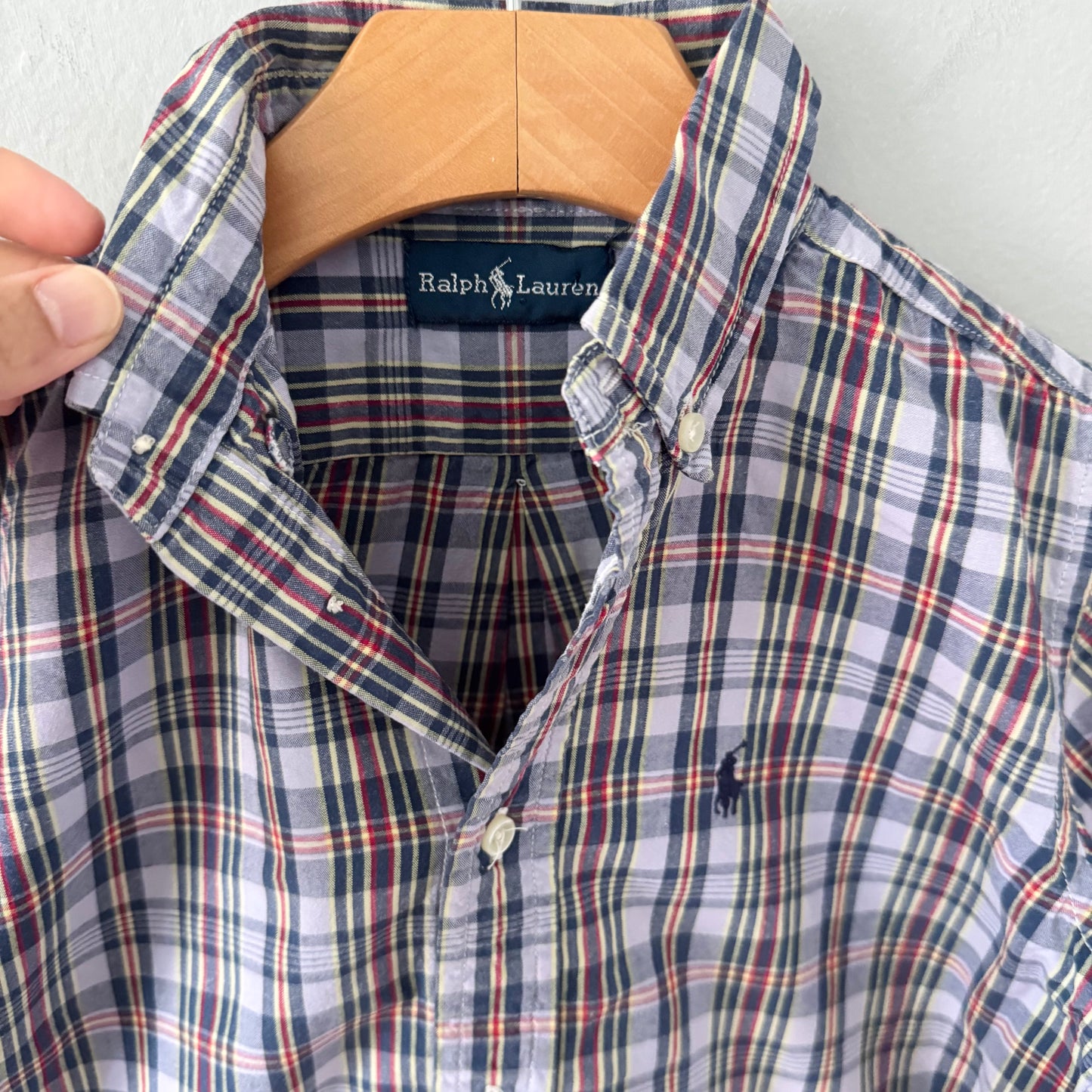 Polo Ralph Lauren / Chemise à carreaux grise à manches courtes / 7A