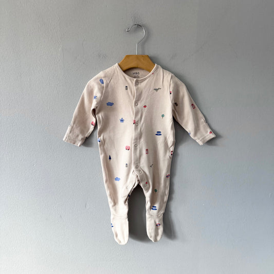 M&S / Beige romper / 3-6M