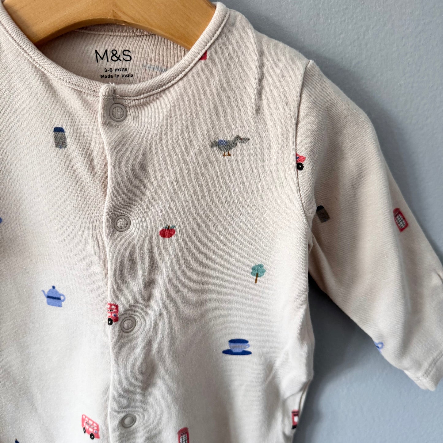 M&S / Beige romper / 3-6M