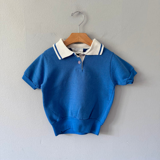 Vintage / Blue cotton crew polo / 3Y