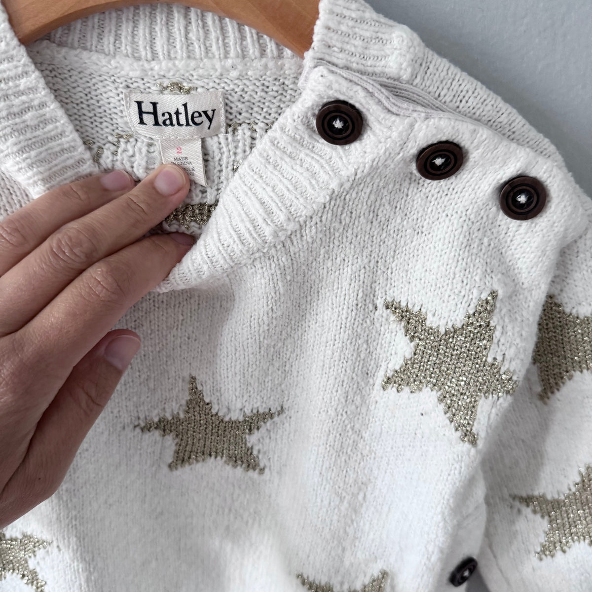 Hatley / White x golden star knit dress / 2Y