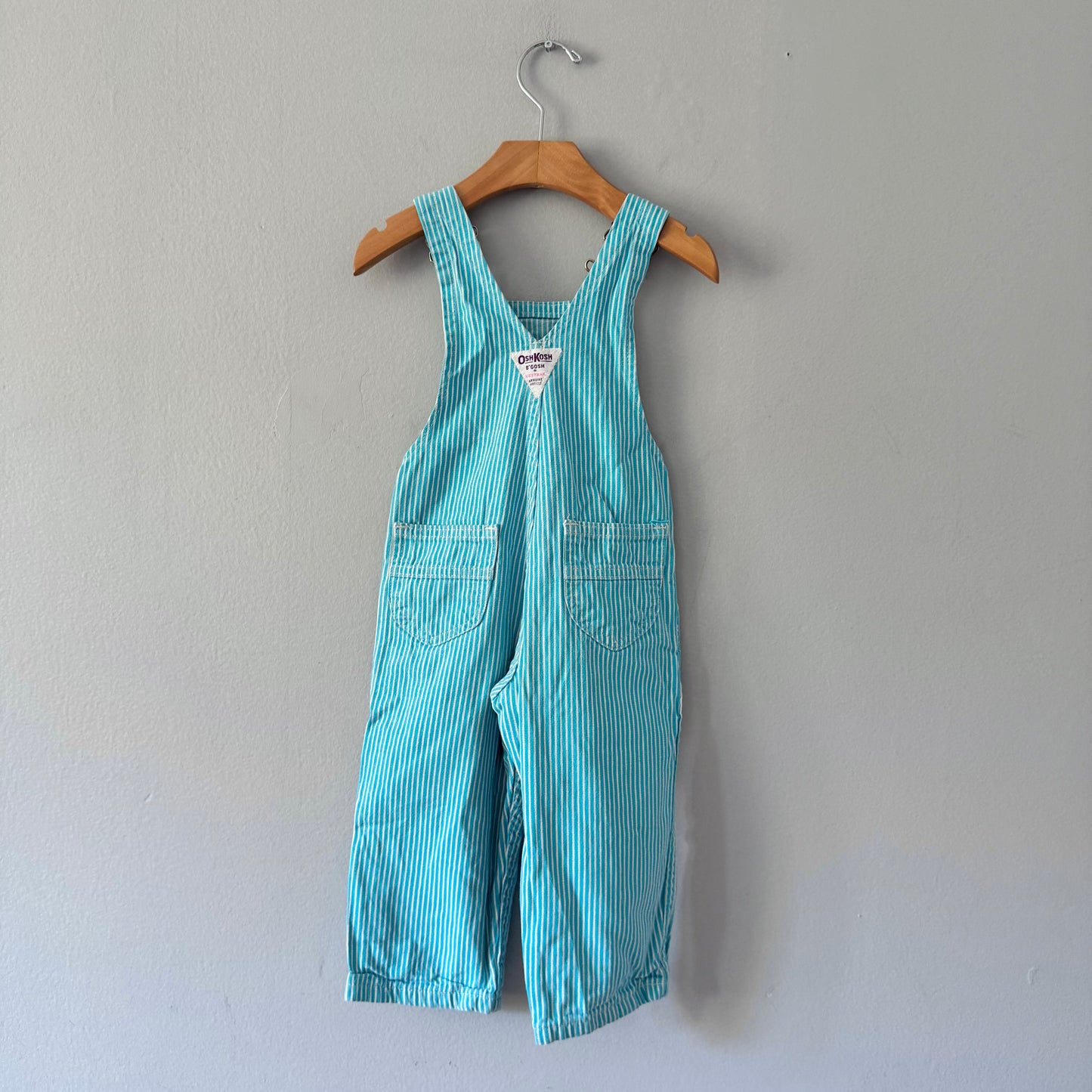 Vintage Oshkosh / Light blue stripe overall / 2T