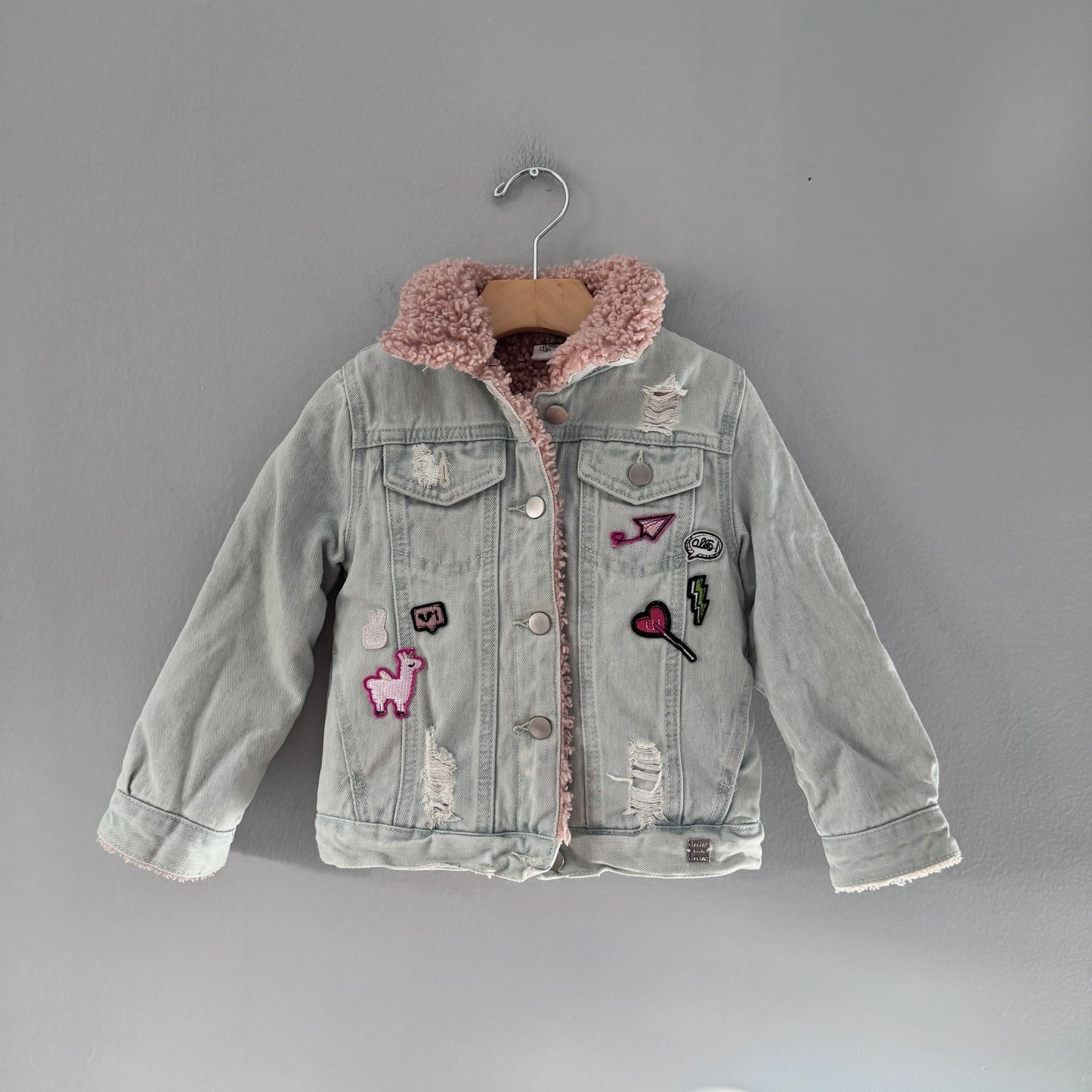 Deux par deux / Sherpa lined denim jacket / 3-4Y