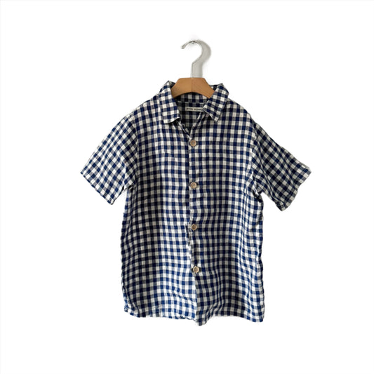 Petits Vilains / 100% linen plaid shirt / 10-11Y