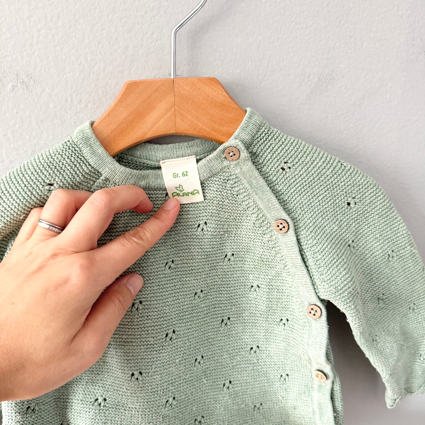 Alana / Cotton knit kimono top - green / 62(3-6M)