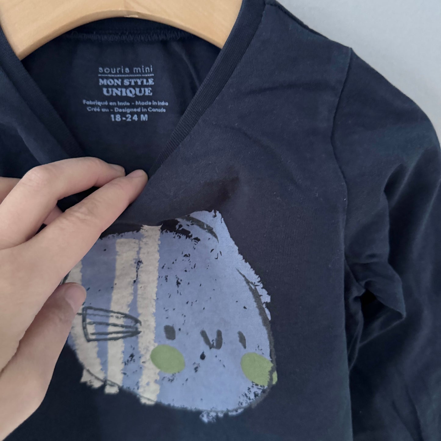 Souris Mini / Black x fish long sleeve / 18-24M