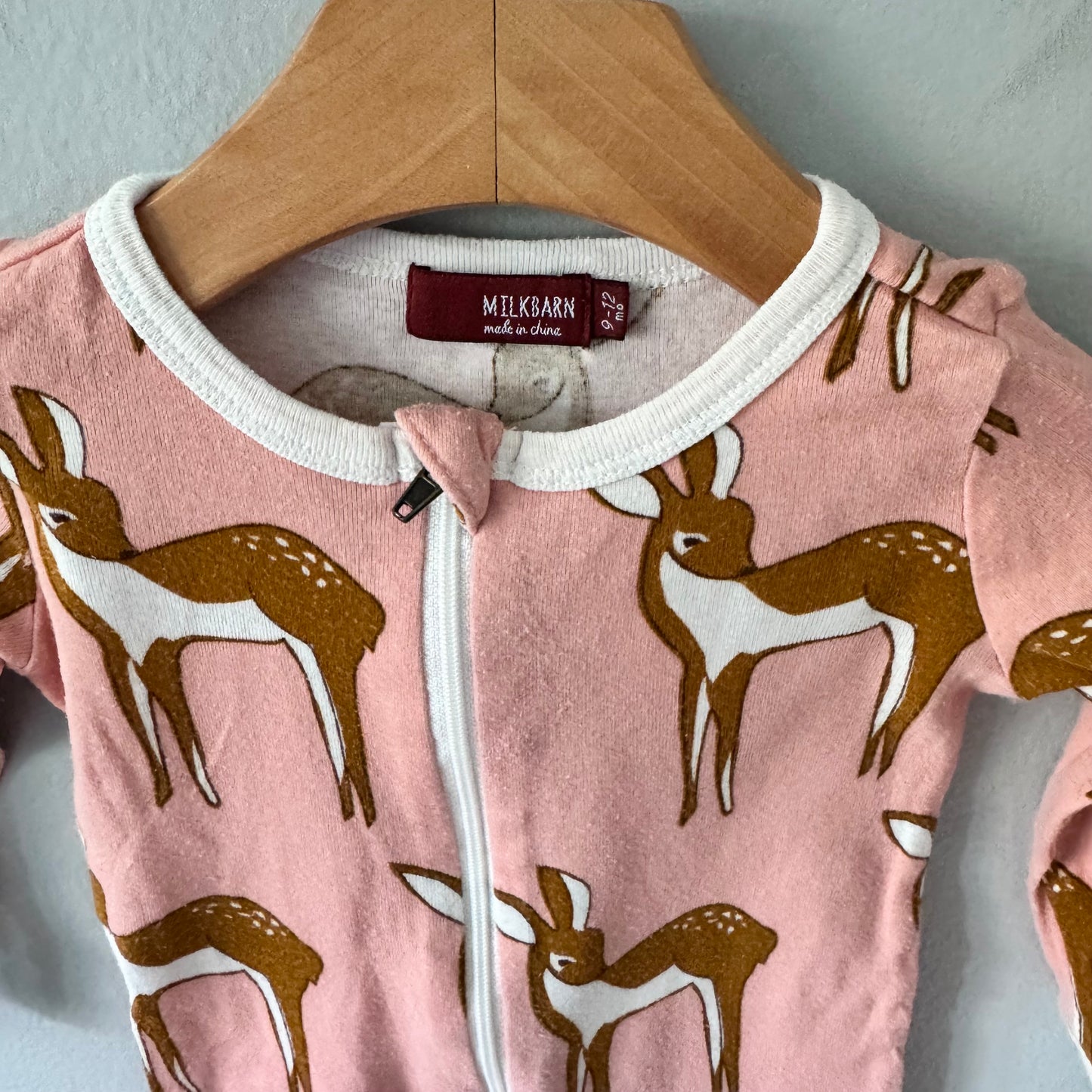Milkbarn / Pink x deer romper / 9-12M - Mended