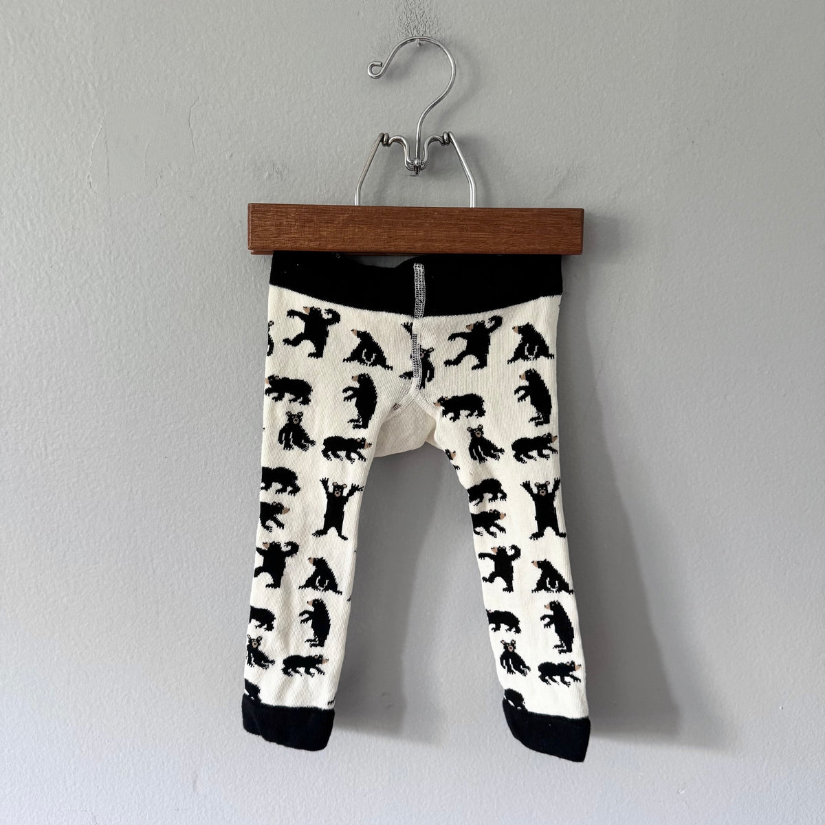 The Little Blue House / White x black knit leggings / 12-24M