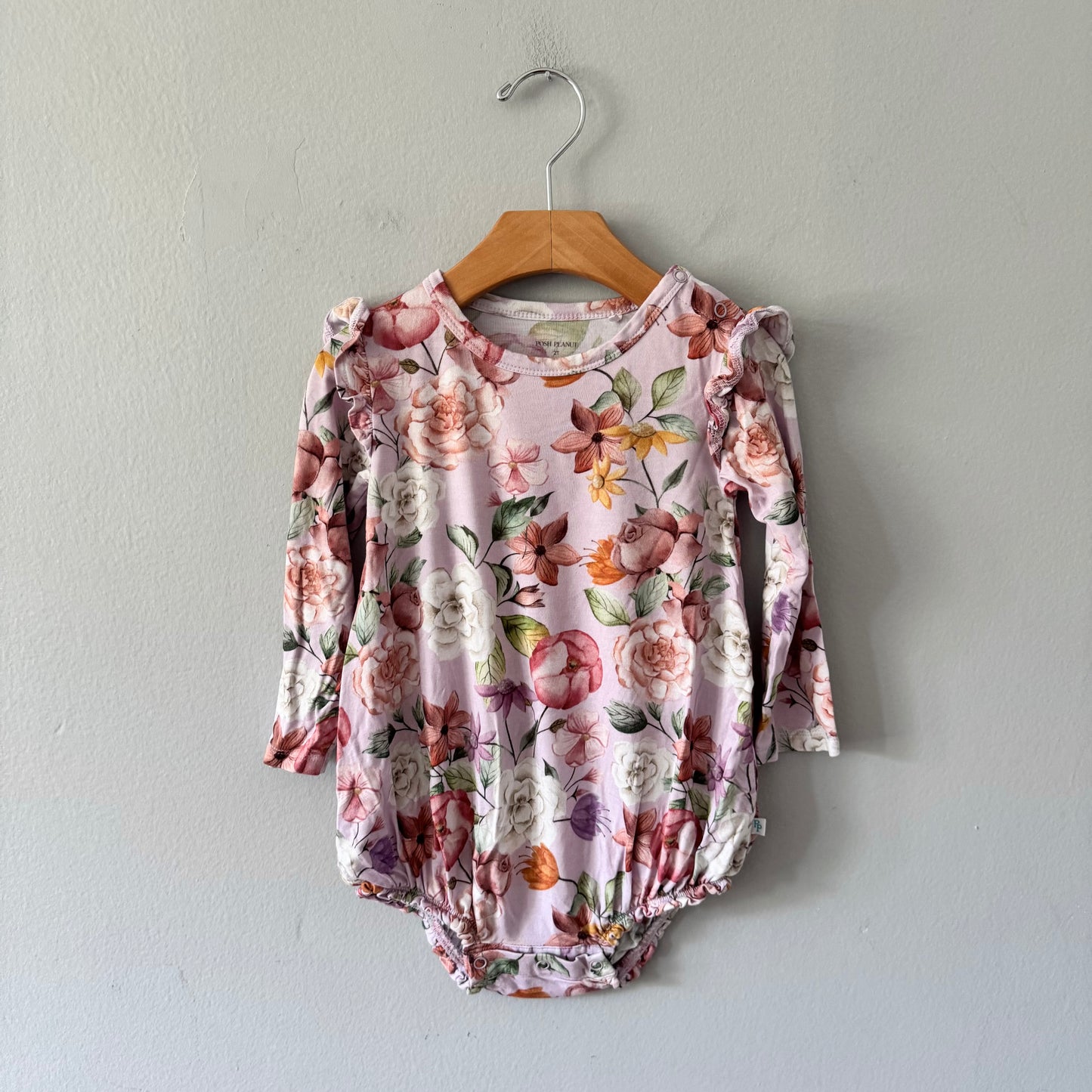 Posh Peanut / Floral long sleeve romper / 2T