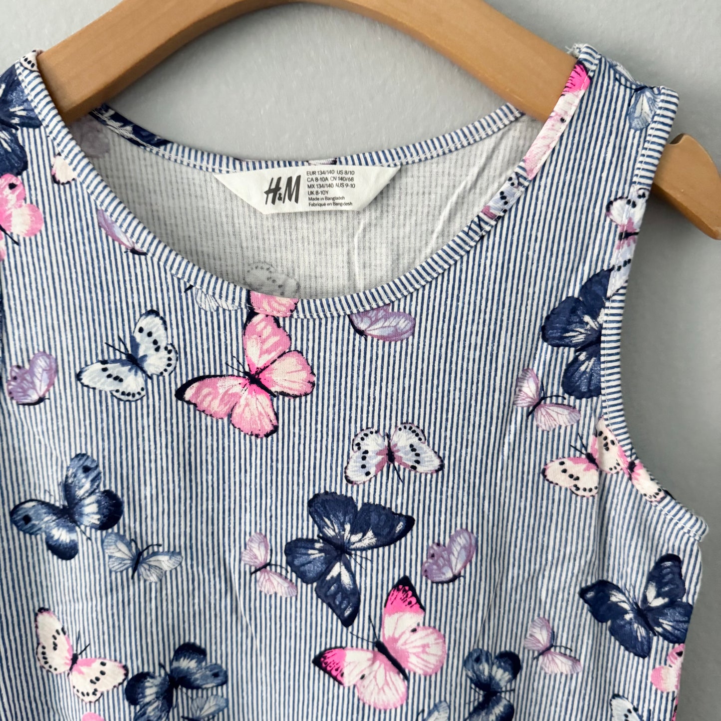 H&M / Navy butterfly tank dress / 8-10Y