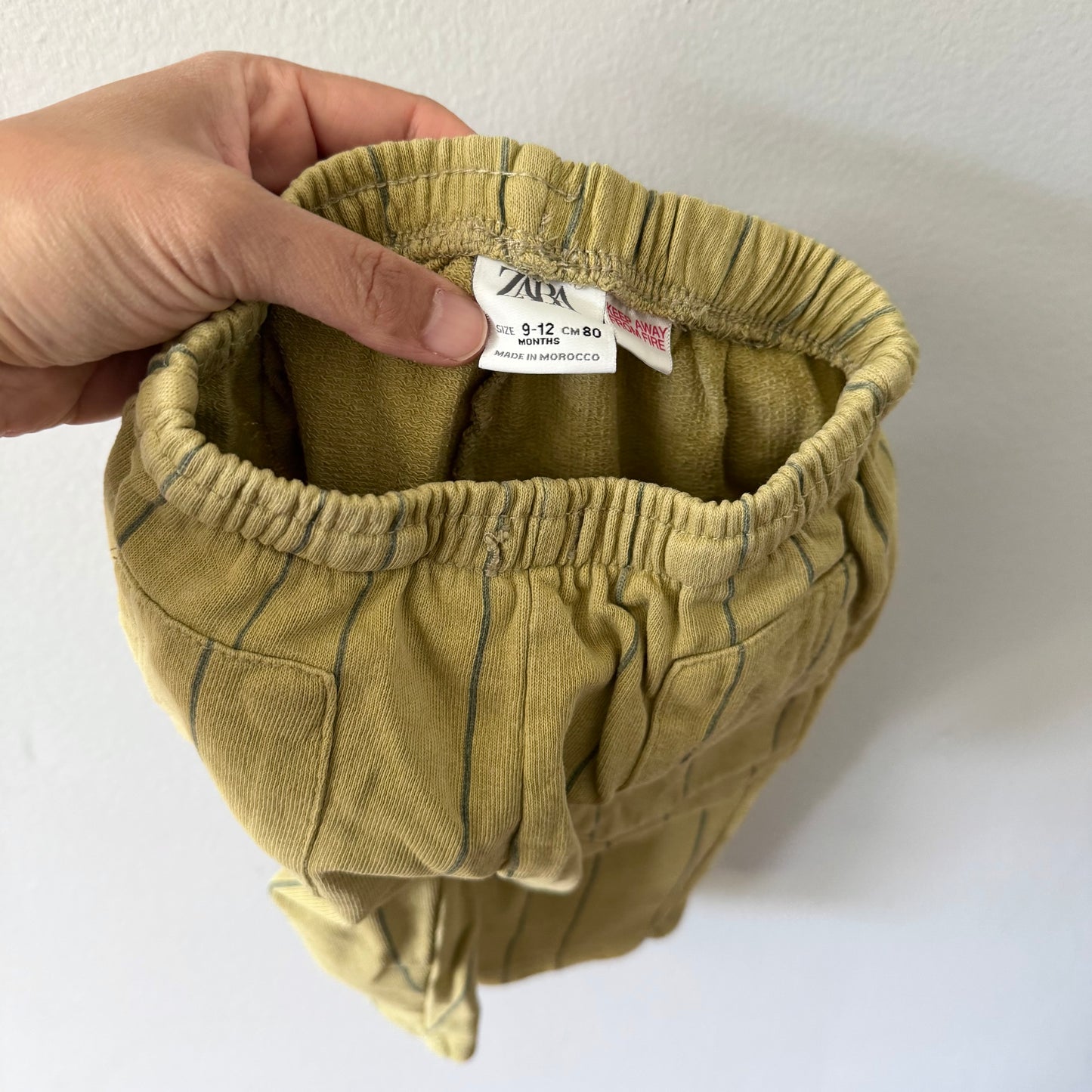 Zara / Mustard x grey stripe sweatpants / 9-12M