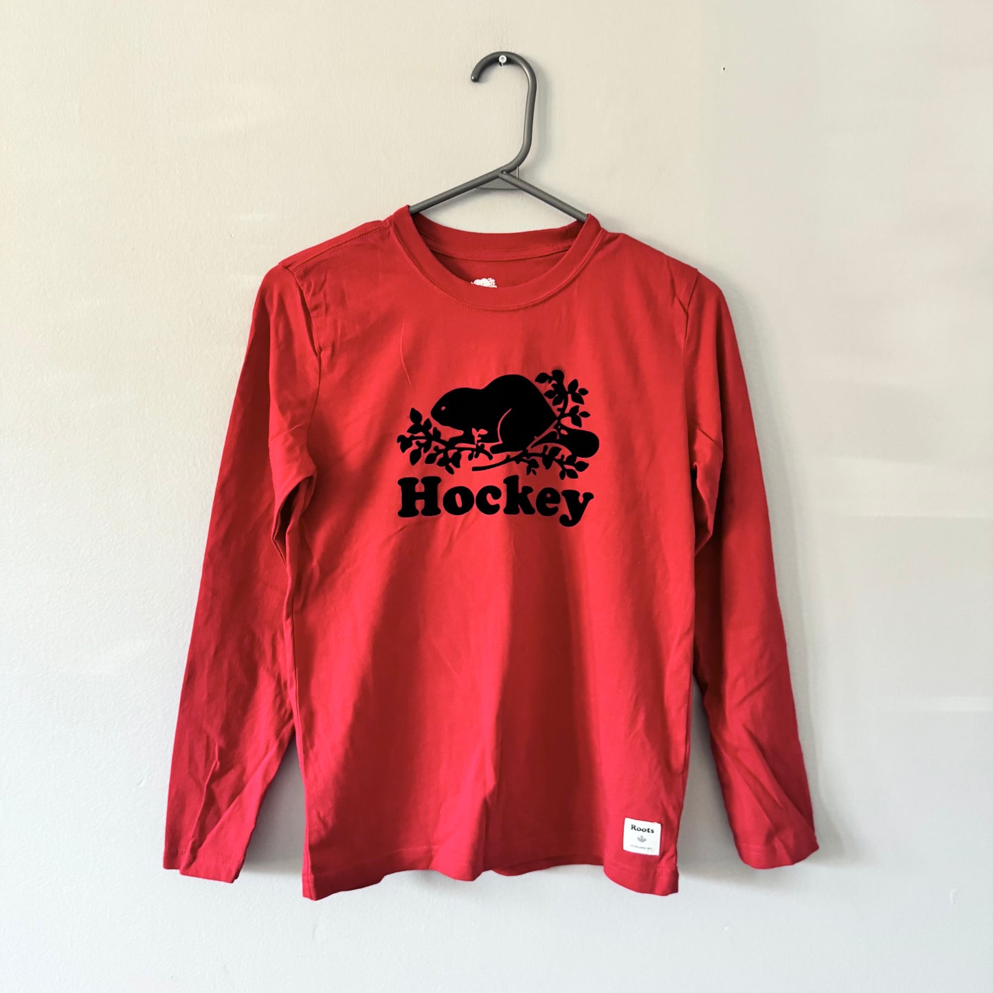 Haut à manches longues Roots / Hockey rouge / 11-12 ans