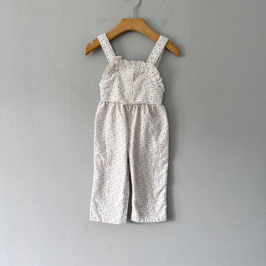 Vintage / Buster Brown - White x hearts overall pants / 18M
