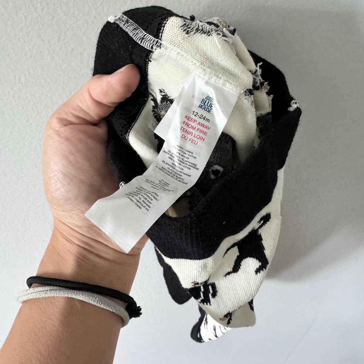 The Little Blue House / White x black knit leggings / 12-24M