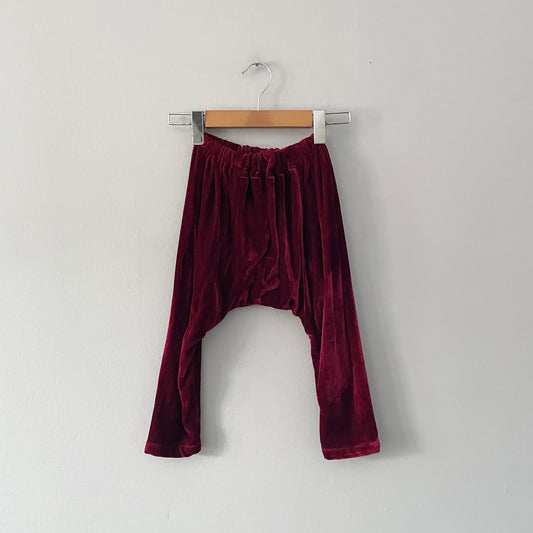 No brand / Burgundy velour harem pants / 3Y