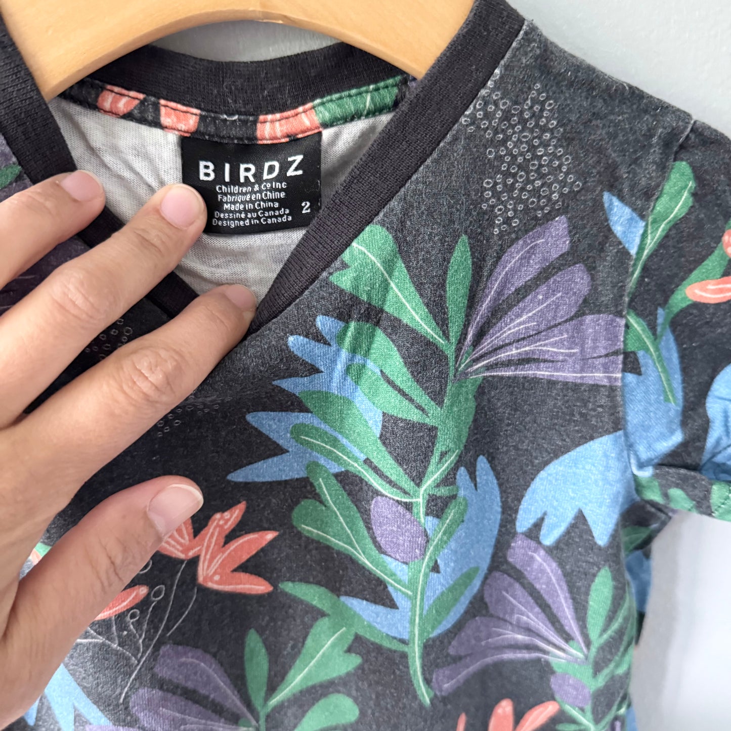 Birdz / Black x leaves T-shirt / 2Y