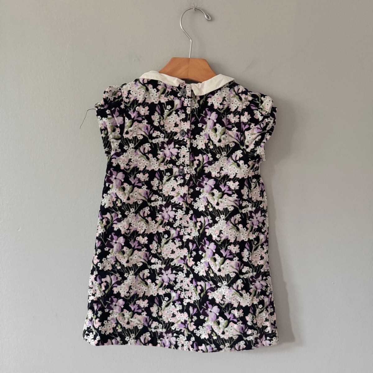 Janie & Jack / Black x purple flower velour dress / 3Y