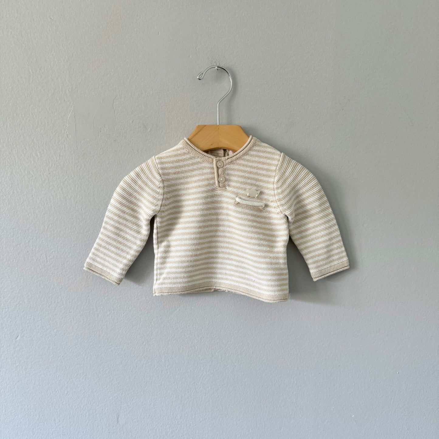 Mayoral / Beige x white cotton knit top / NB