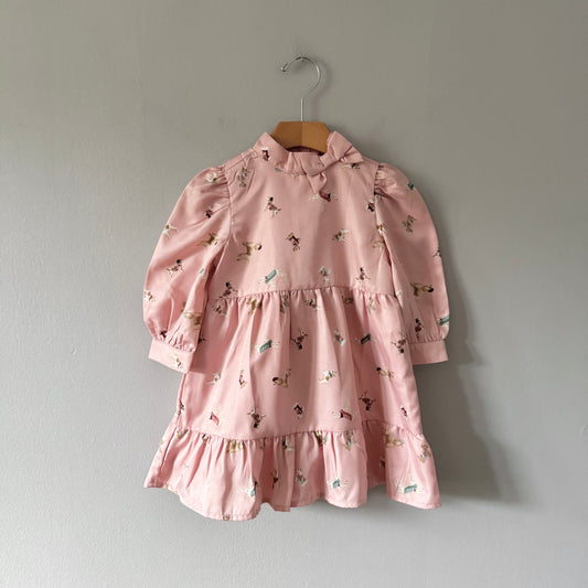 Janie & Jack / Pink x doggies shirt dress / 3Y