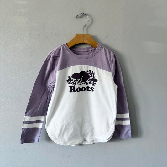 Roots / White x lavender long sleeve top / 5T