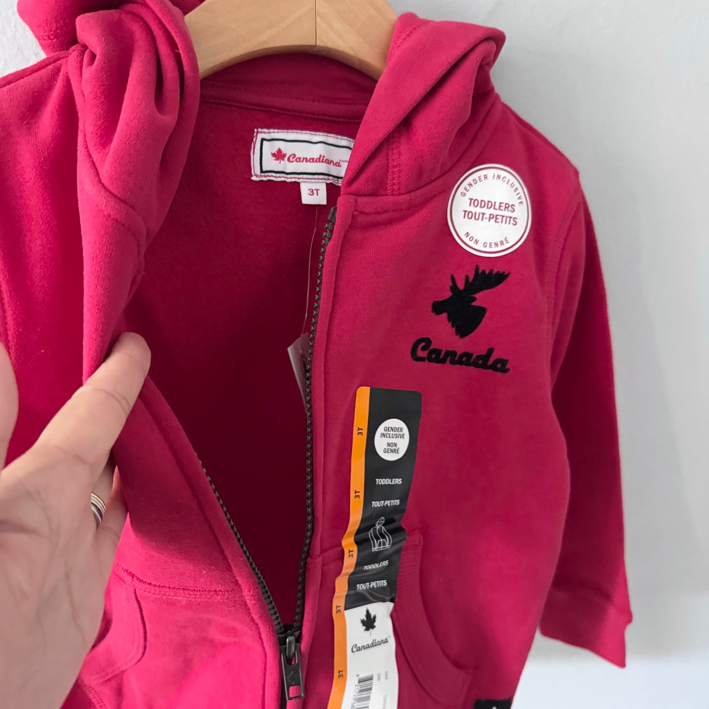 Canadiana / Red zip up hoodie / 3T - New with tag
