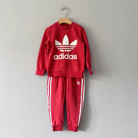Adidas / Red crew top & pants set / 4-5Y