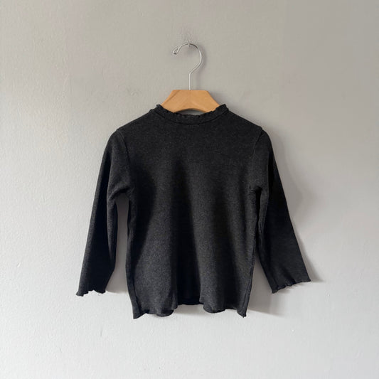 Zara / Charcoal grey ribbed long sleeve  / 2-3Y