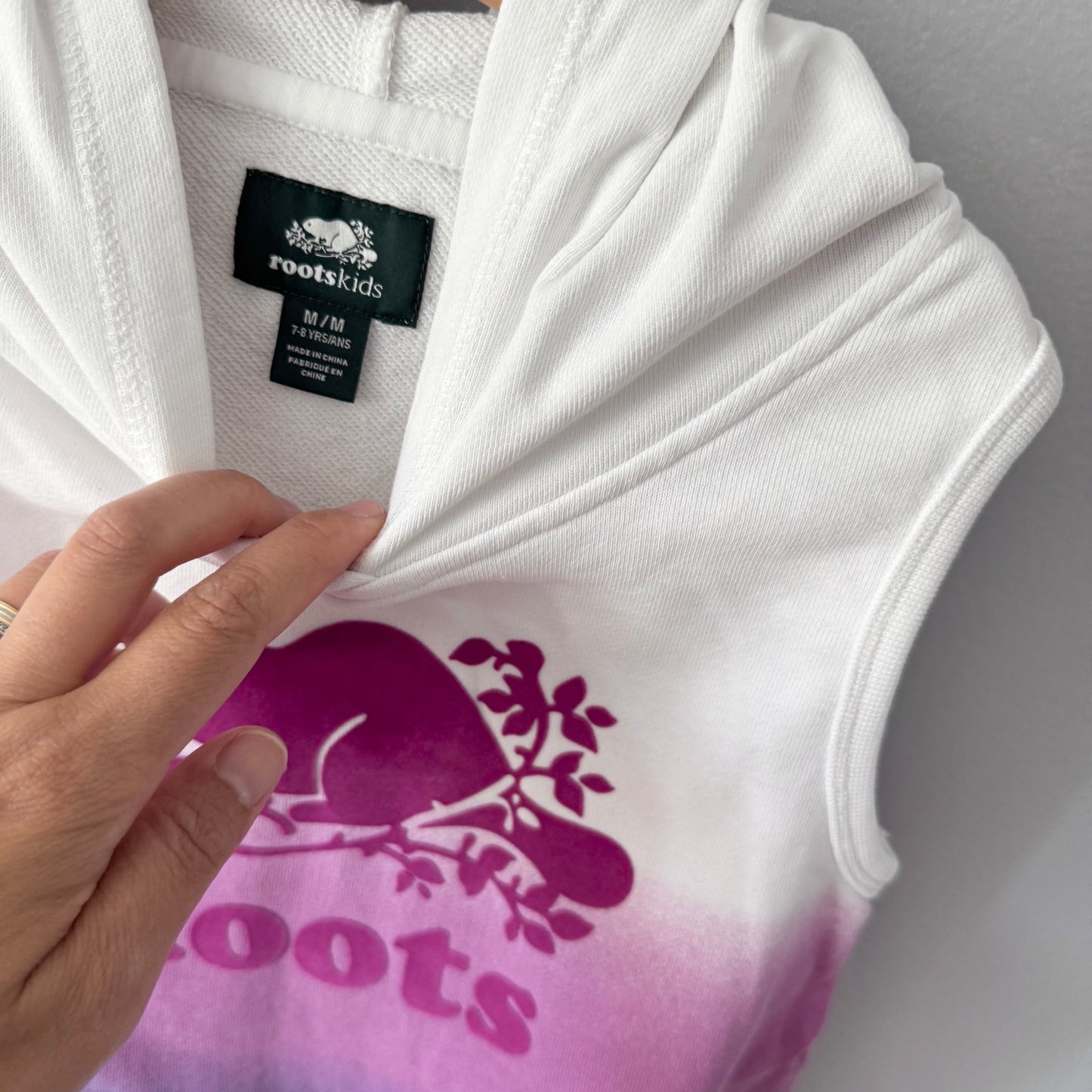 Roots / White purple green crew tank dress / 7-8Y