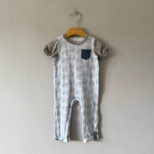 Burt's bees baby / White blue romper / 12M