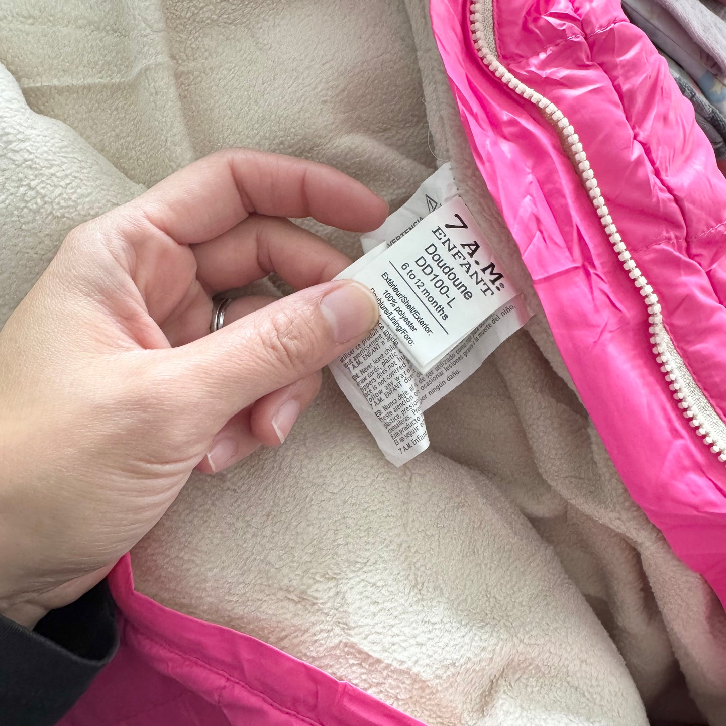 7am enfant / Pink down jacket with scarf / 6-12M