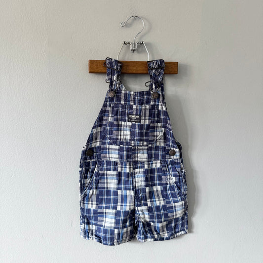 Oshkosh	/ Navy checked overall shorts / 2T