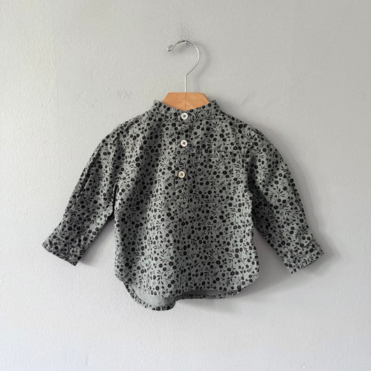 Rylee + Cru / Smokey blue x floral linen blouse / 6-12M