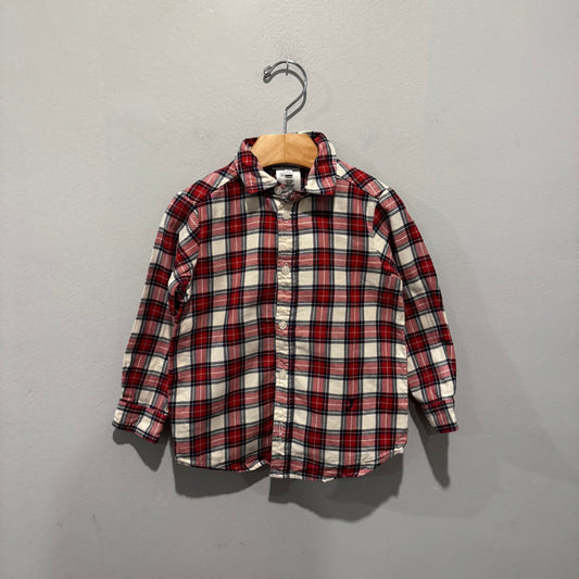 Jacadi / Red white check shirt / 3Y