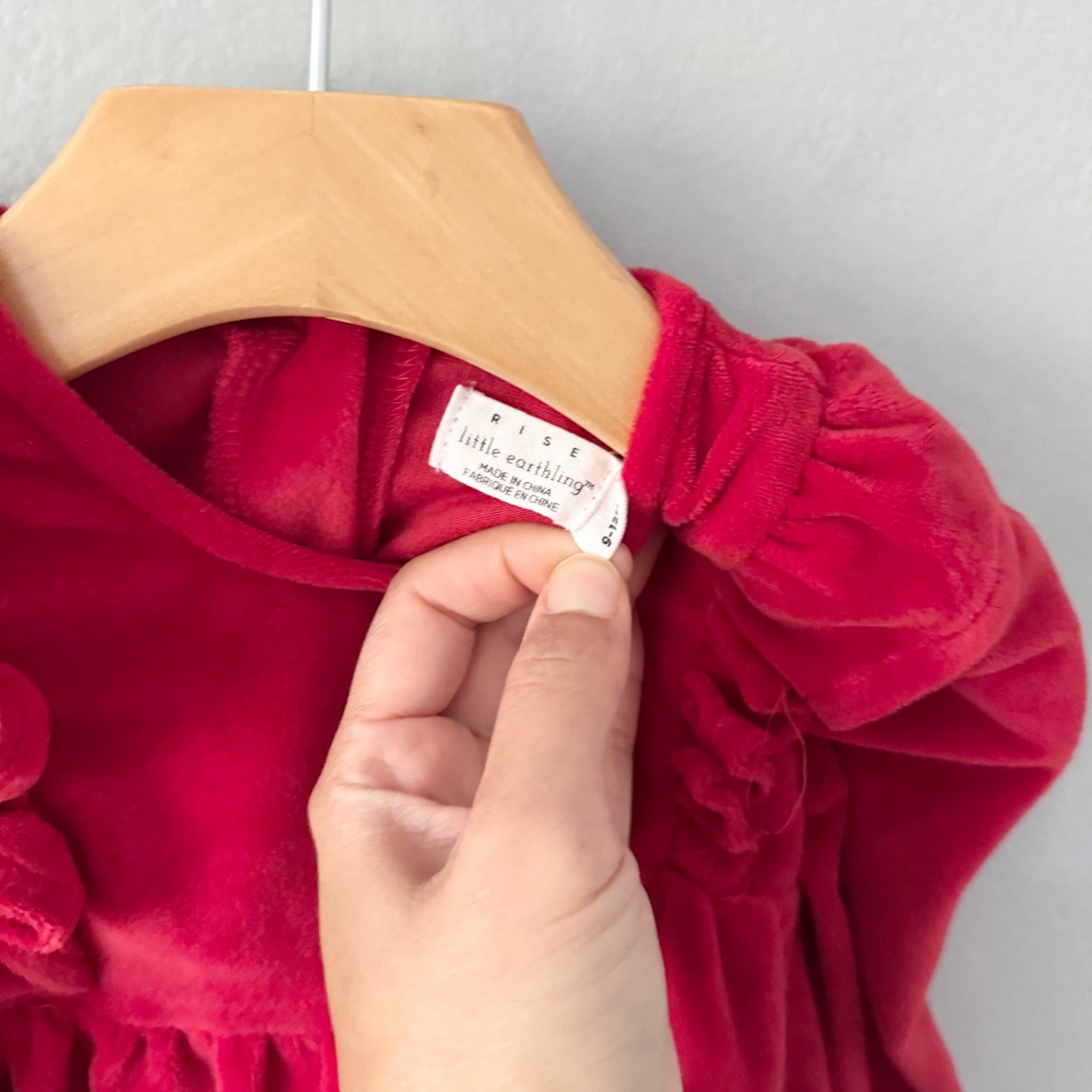 Rise Little Earthling / Red velour dress / 6-9M