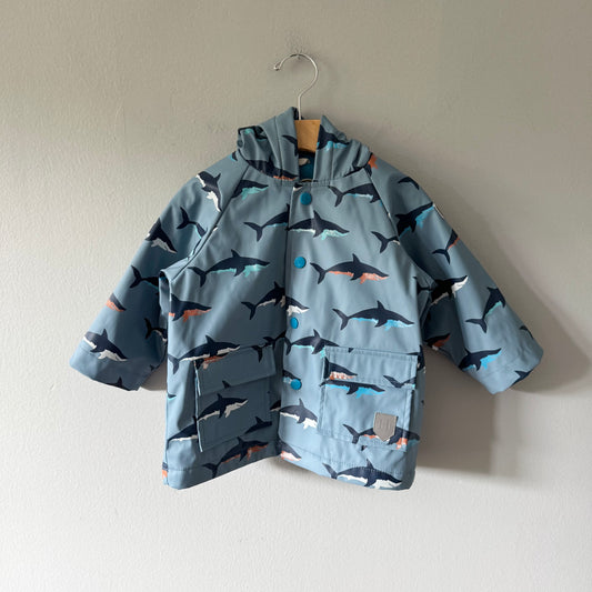Hatley / Smokey blue x shark rain jacket / 18-24M