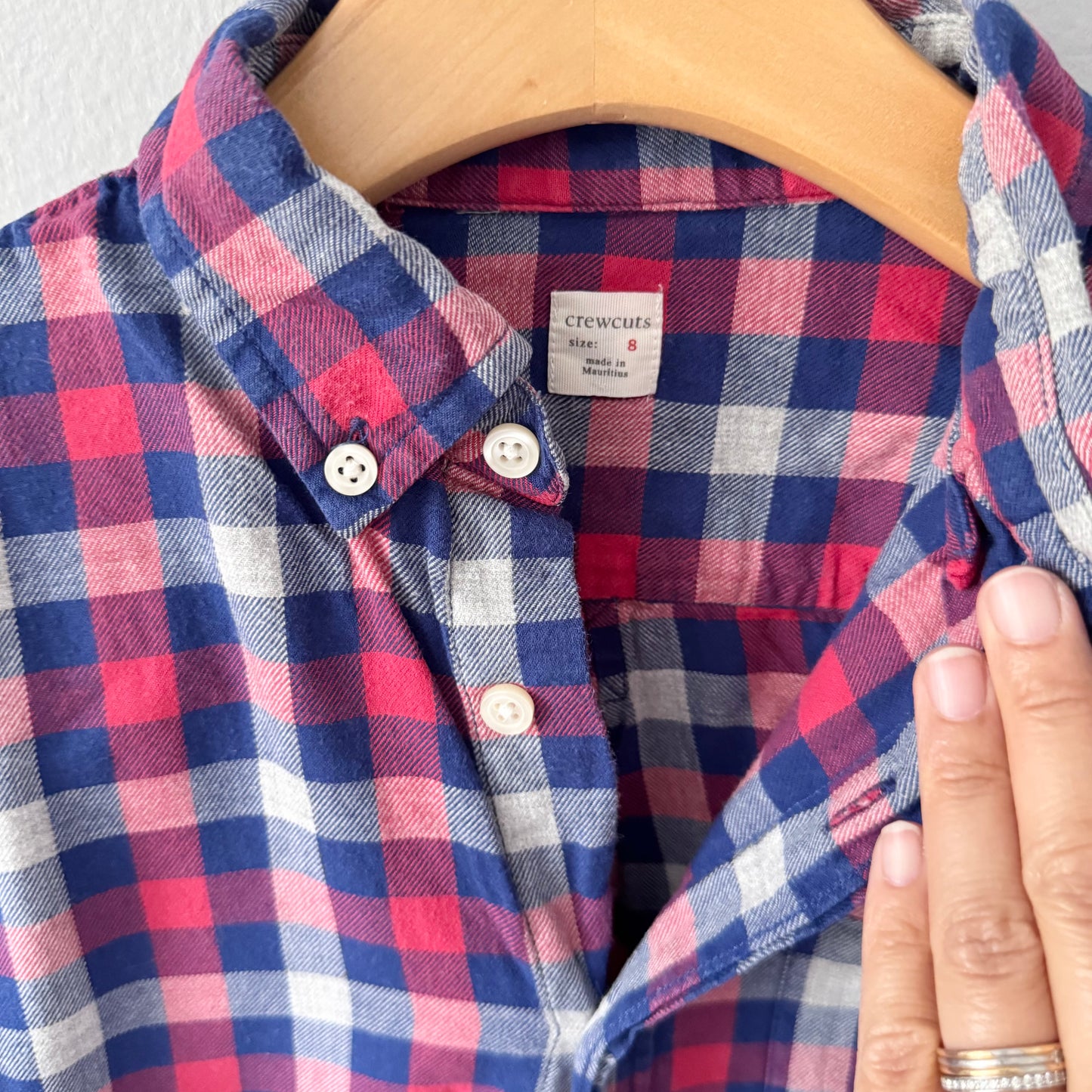 Crewcuts / Red navy flannel shirt / 8Y